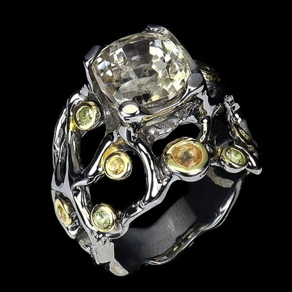 Handcrafted Unheated Kunzite 5.91ct & Sapphire 925 Sterling Silver Ring  Sz 6.75 - Picture 5 of 14